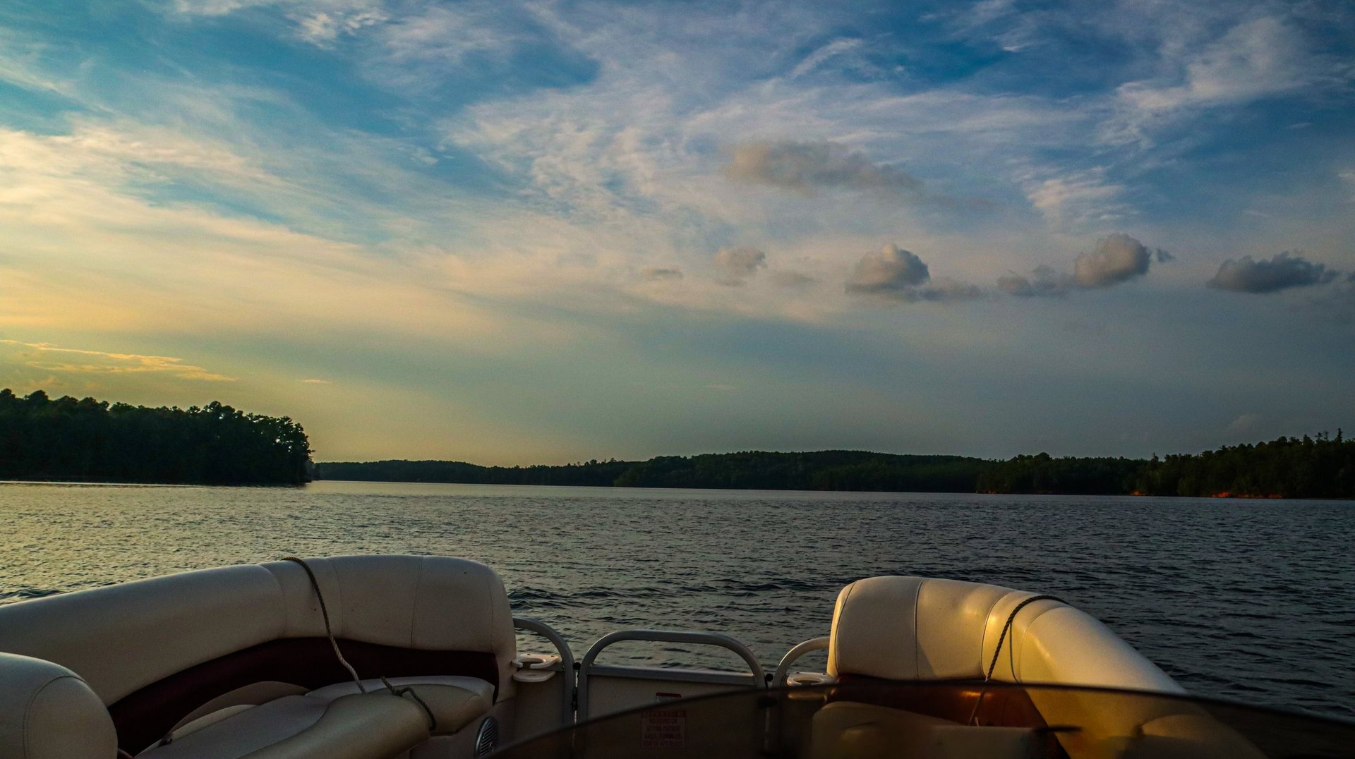 Pontoon boat on beautiful Lake Sinclair